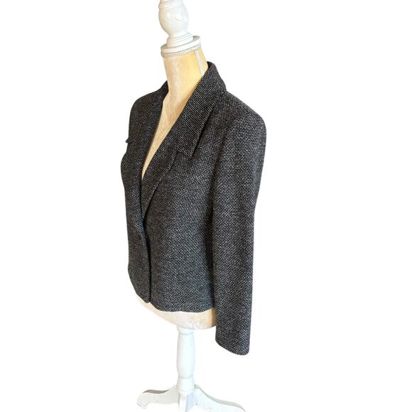 St. John Black White Knit Blazer Jacket Size 6 Marie Gray Single Button - Picture 4 of 11